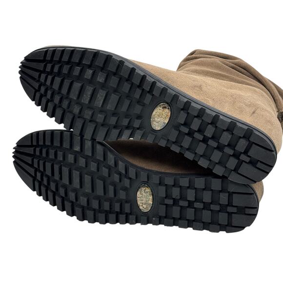 Stuart Weitzman Hidden Wedge Boot SZ 11.5 N Women's Brown Fur Lined Suede Rugged - Picture 11 of 13